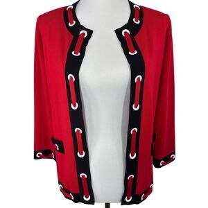 Exclusively misook Open Front Cardigan With Grommet Details, Medium